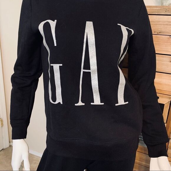 GAP Black Sweatshirt Glittery size Small - Picture 6 of 11